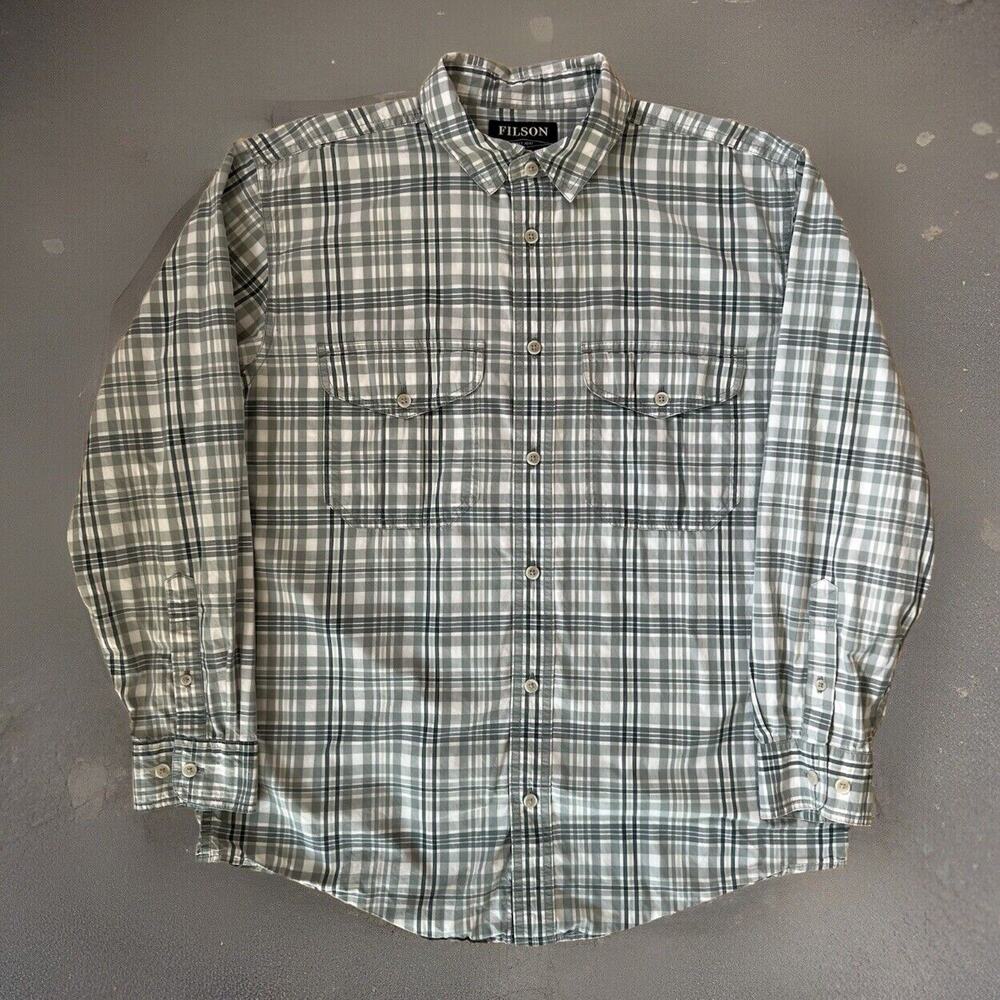 Filson Lightweight Shirt M White Gray Workwear Outdoors Seattle Washington